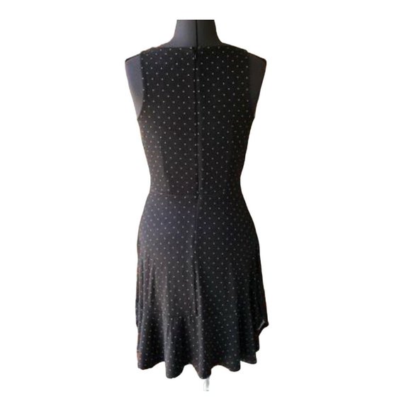 LOFT Outlet Black Casual Sleeveless Dress V-Neck Polka-Dot Fit & Flare Petite - Picture 5 of 7